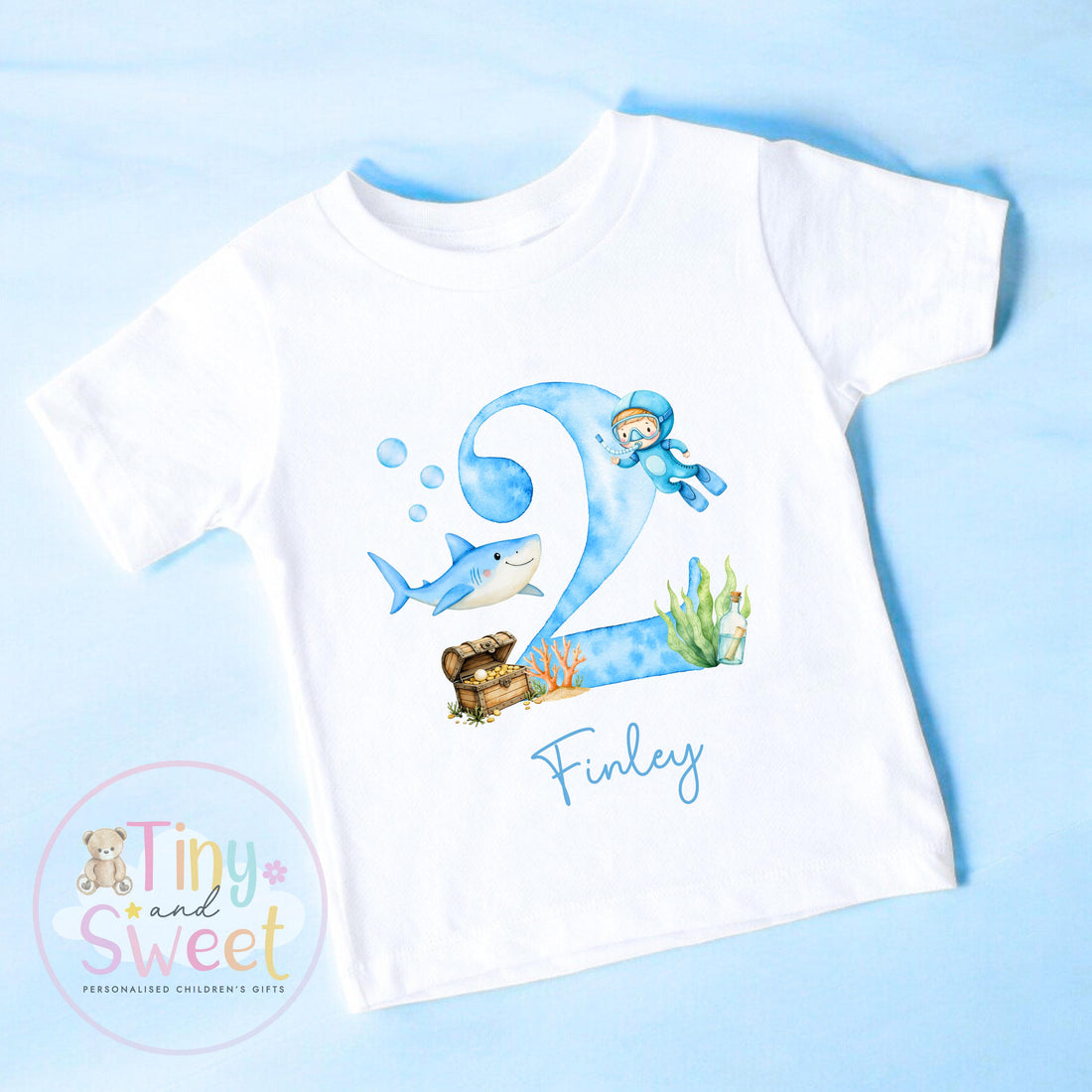 Personalised Birthday T-shirt, 1st Birthday T Shirt, Under the sea 1st Birthday T Shirt, 2nd Birthday, 3rd Birthday
