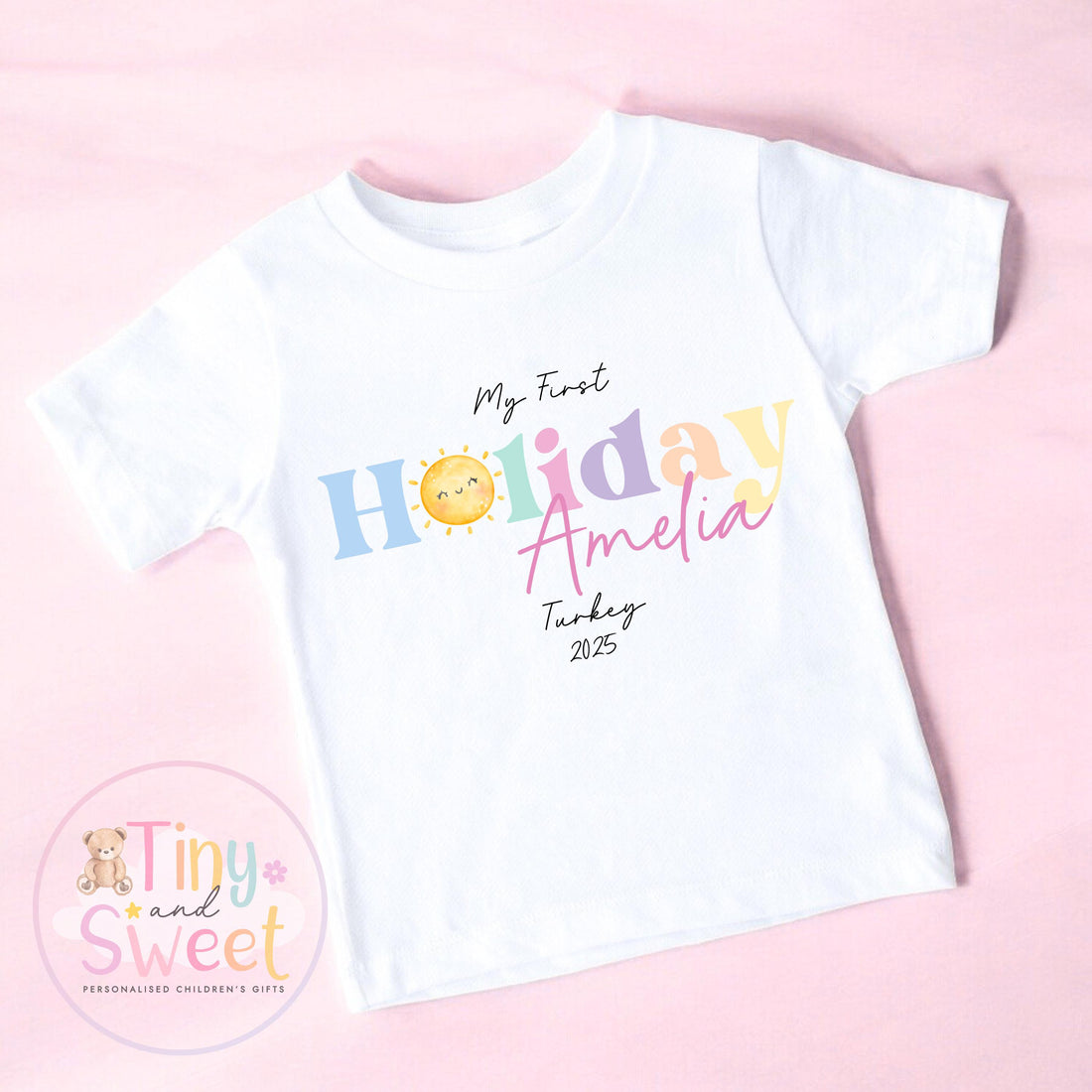 My First Holiday T-Shirt, Personalised Baby Travel Outfit, Baby’s First Holiday Shirt, Cute Summer Travel Outfit, My First Holiday Design