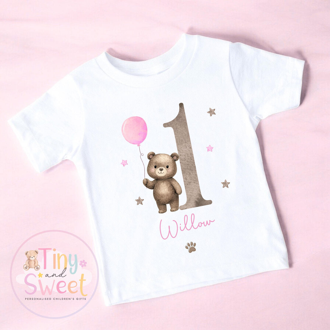 Personalised Teddy Bear Birthday T-shirt, 1st Birthday T Shirt, Teddy Bear 1st Birthday T Shirt, 2nd Birthday, 3rd Birthday