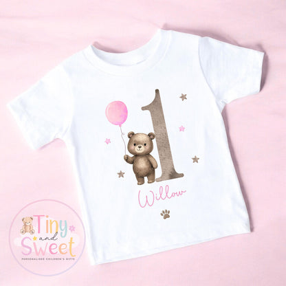 Personalised Teddy Bear Birthday T-shirt, 1st Birthday T Shirt, Teddy Bear 1st Birthday T Shirt, 2nd Birthday, 3rd Birthday