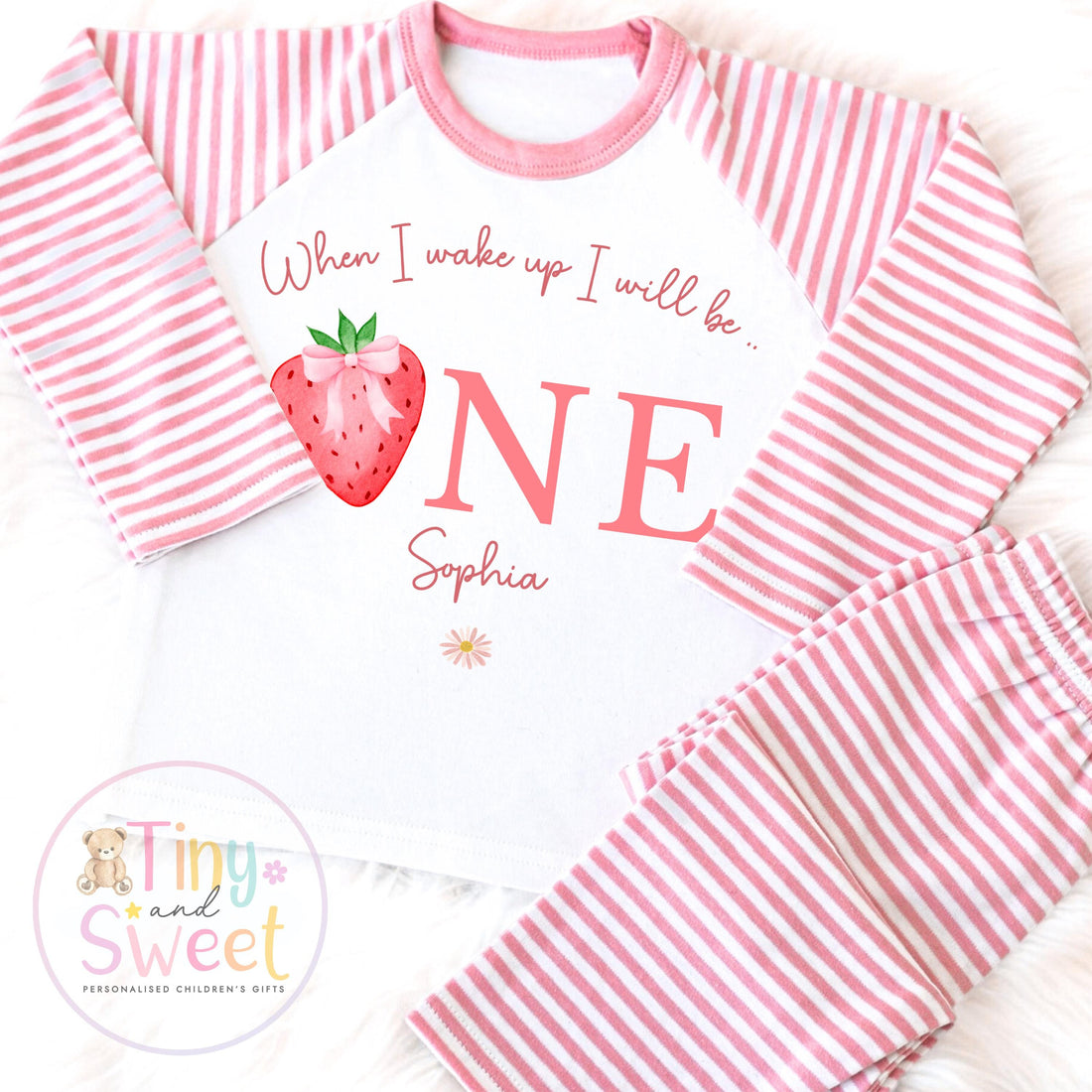 Personalised Toddler Baby Pyjamas, Berry First, When i wake up i&
