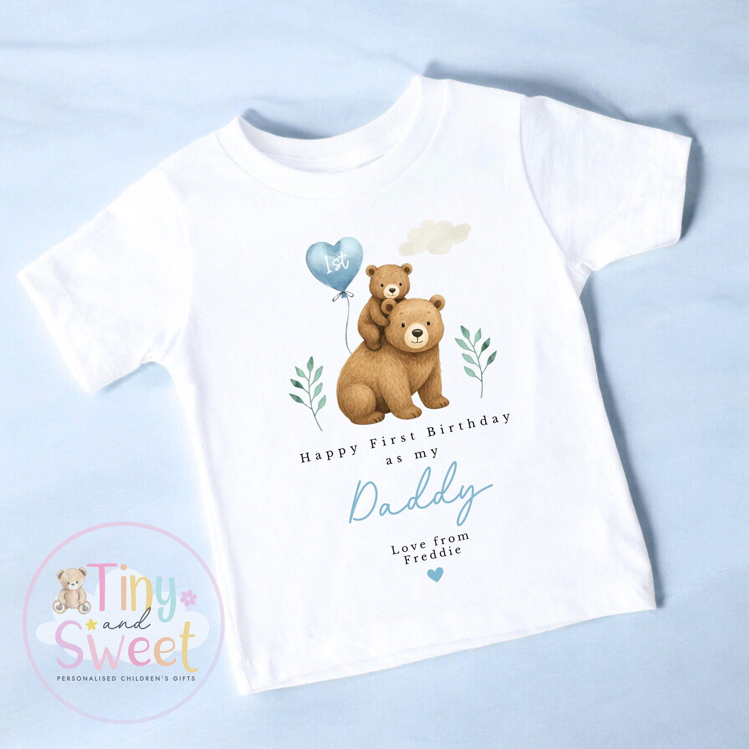 Happy First Birthday As My Daddy T Shirt - 1st Birthday As Daddy - Personalised Baby Boy Girl Gift - New Dad Present from Baby