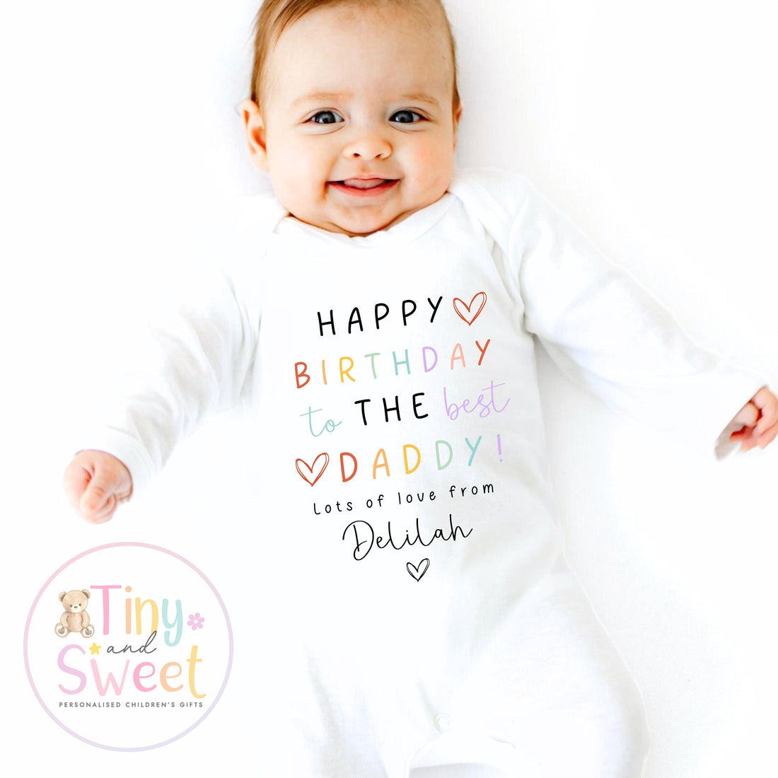 Happy Birthday Daddy T Shirt - Daddy Birthday Gift - Happy Birthday Daddy Sleepsuit - Personalised Baby Boy Girl Gift - Present from Baby