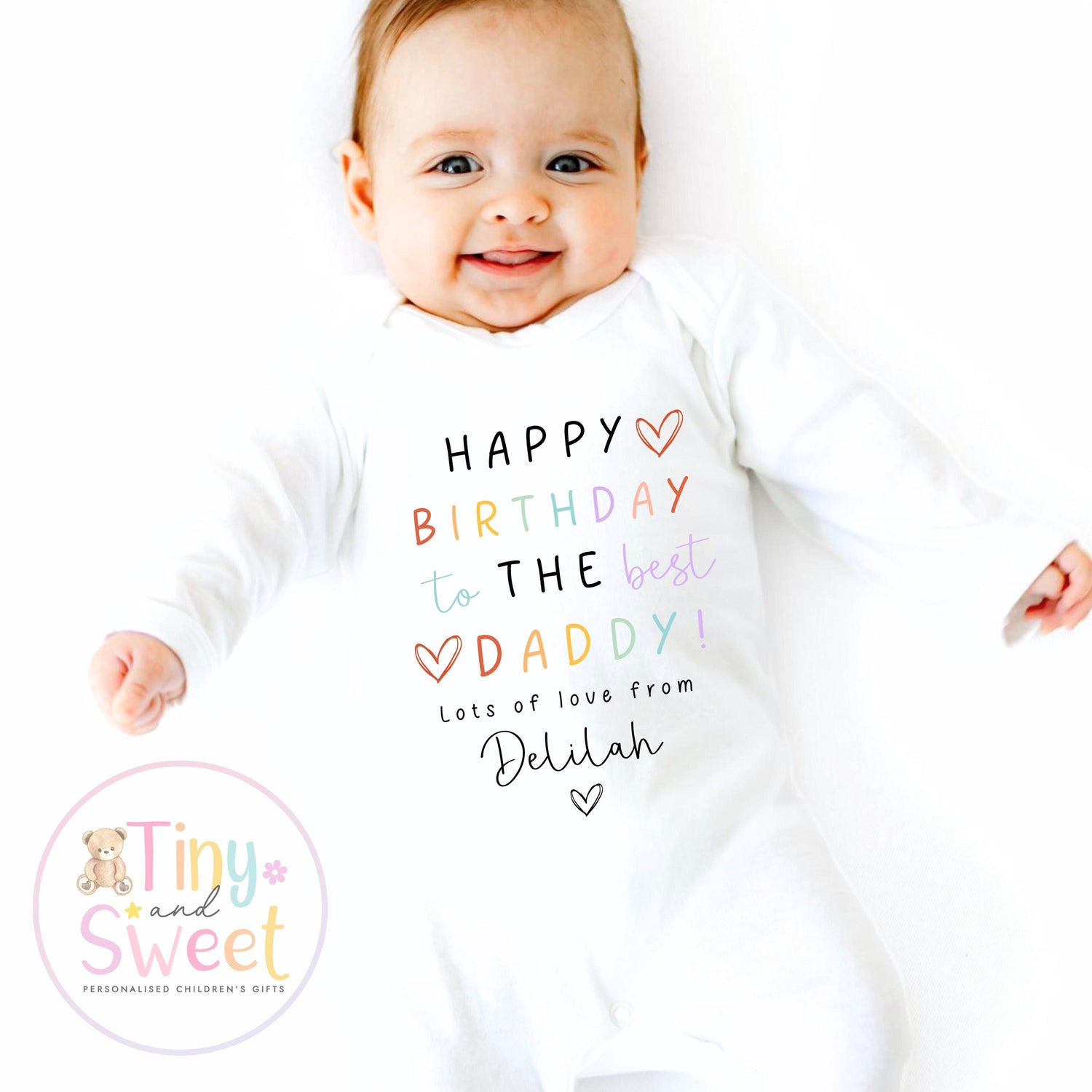 Happy Birthday Daddy T Shirt - Daddy Birthday Gift - Happy Birthday Daddy Sleepsuit - Personalised Baby Boy Girl Gift - Present from Baby