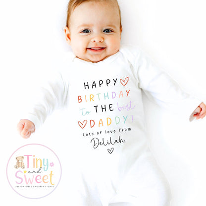 Happy Birthday Daddy T Shirt - Daddy Birthday Gift - Happy Birthday Daddy Sleepsuit - Personalised Baby Boy Girl Gift - Present from Baby
