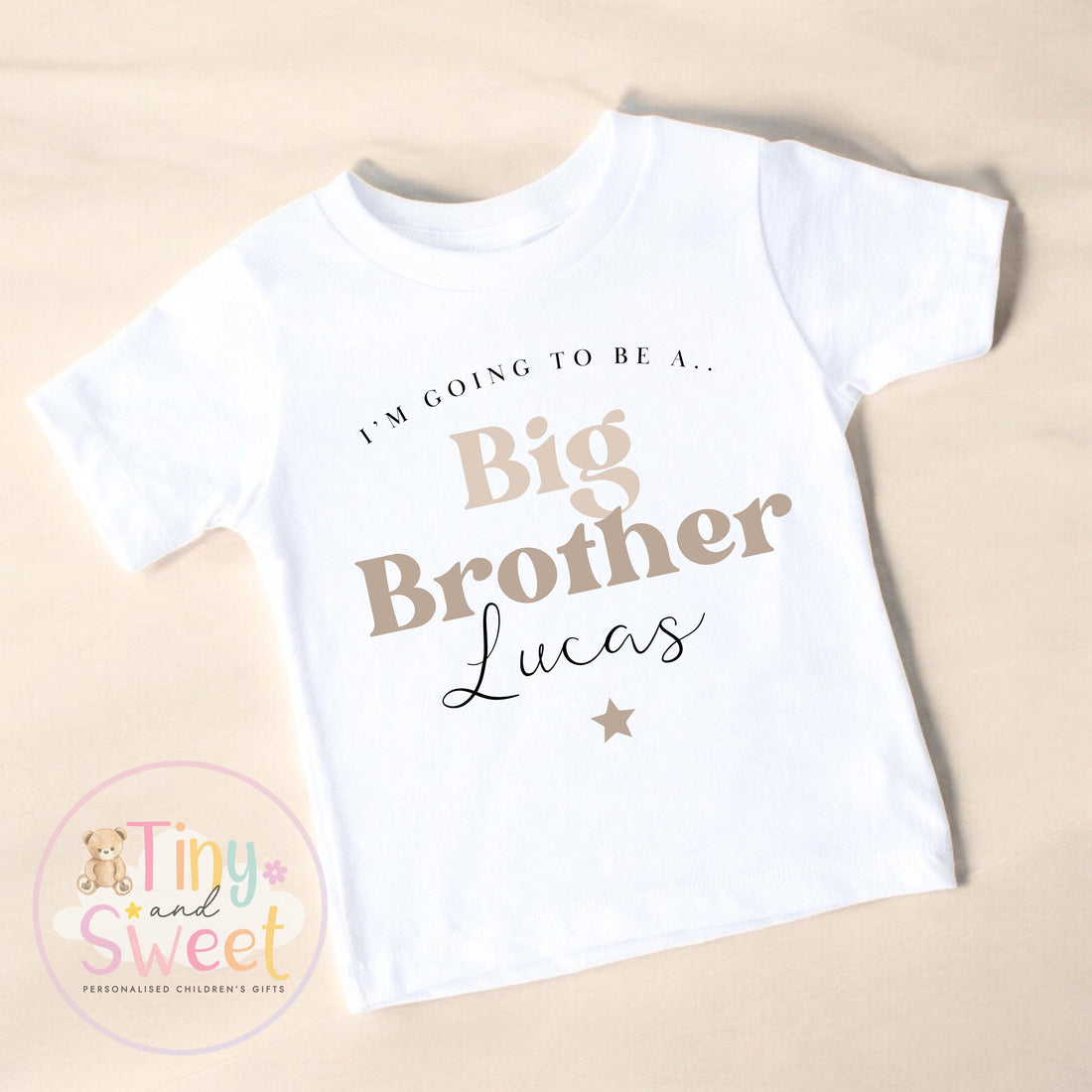 Personalised Big Brother T-Shirt – Custom Name Big Brother Outfit for Toddler – Pregnancy Announcement – New Baby Sibling Reveal Gift