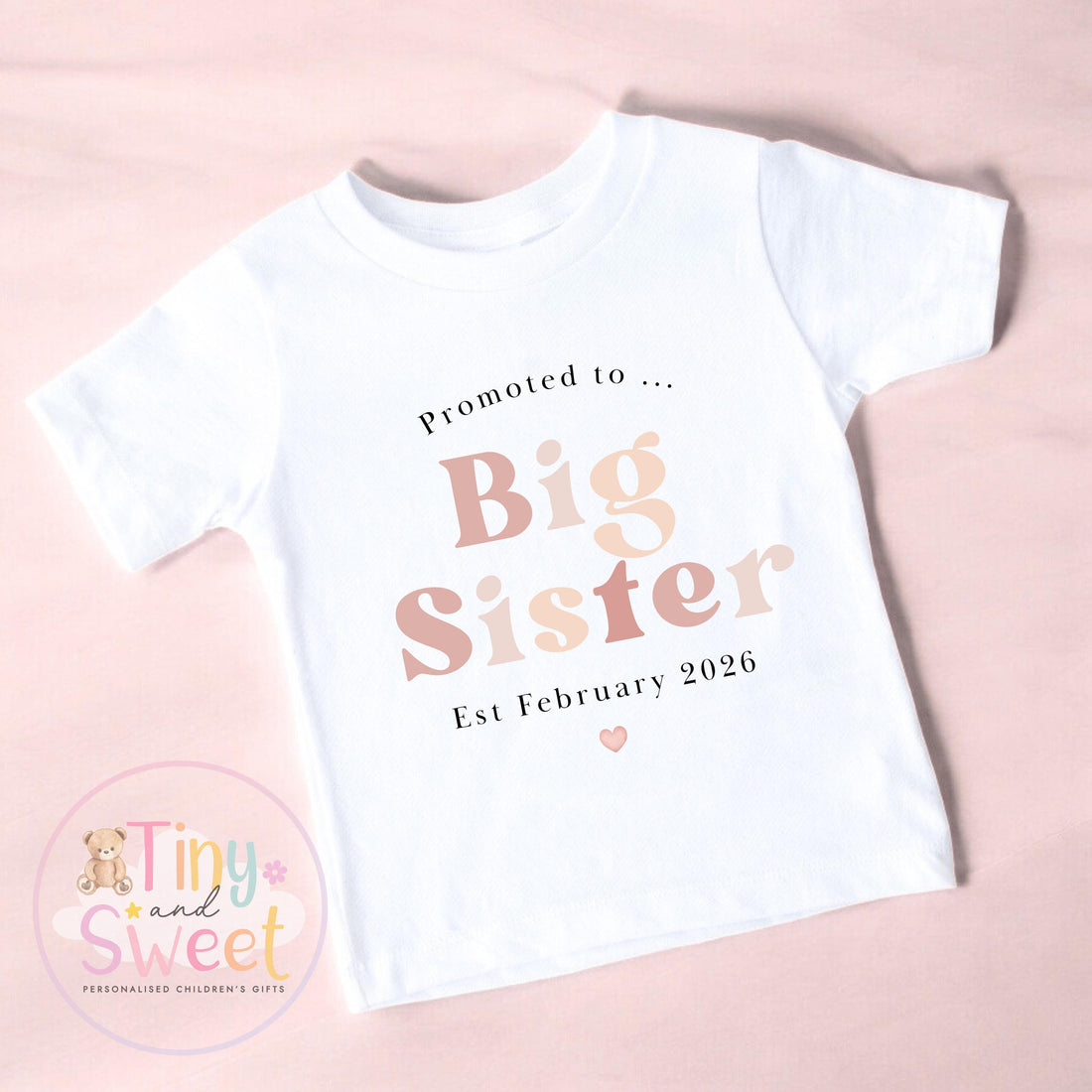Personalised Big Sister T-Shirt | New Sibling Announcement Shirt | Custom Name Kids Top | Pregnancy Reveal Outfit | Baby Announcement Gift