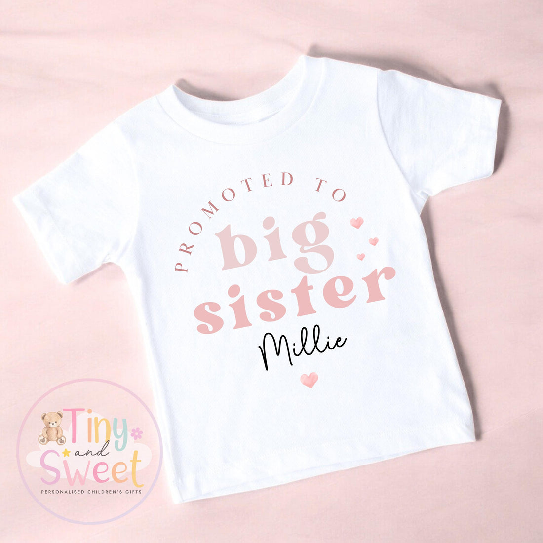 Personalised Big Sister T-Shirt | New Sibling Announcement Shirt | Custom Name Kids Top | Pregnancy Reveal Outfit | Baby Announcement Gift