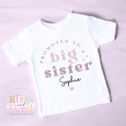 Personalised Big Sister T-Shirt | New Sibling Announcement Shirt | Custom Name Kids Top | Pregnancy Reveal Outfit | Baby Announcement Gift