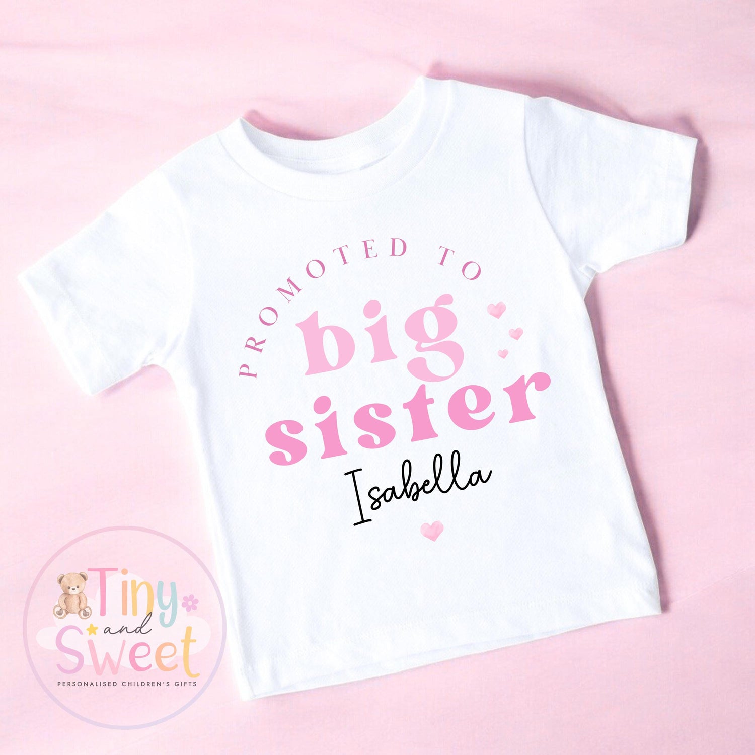 Personalised Big Sister T-Shirt | New Sibling Announcement Shirt | Custom Name Kids Top | Pregnancy Reveal Outfit | Baby Announcement Gift
