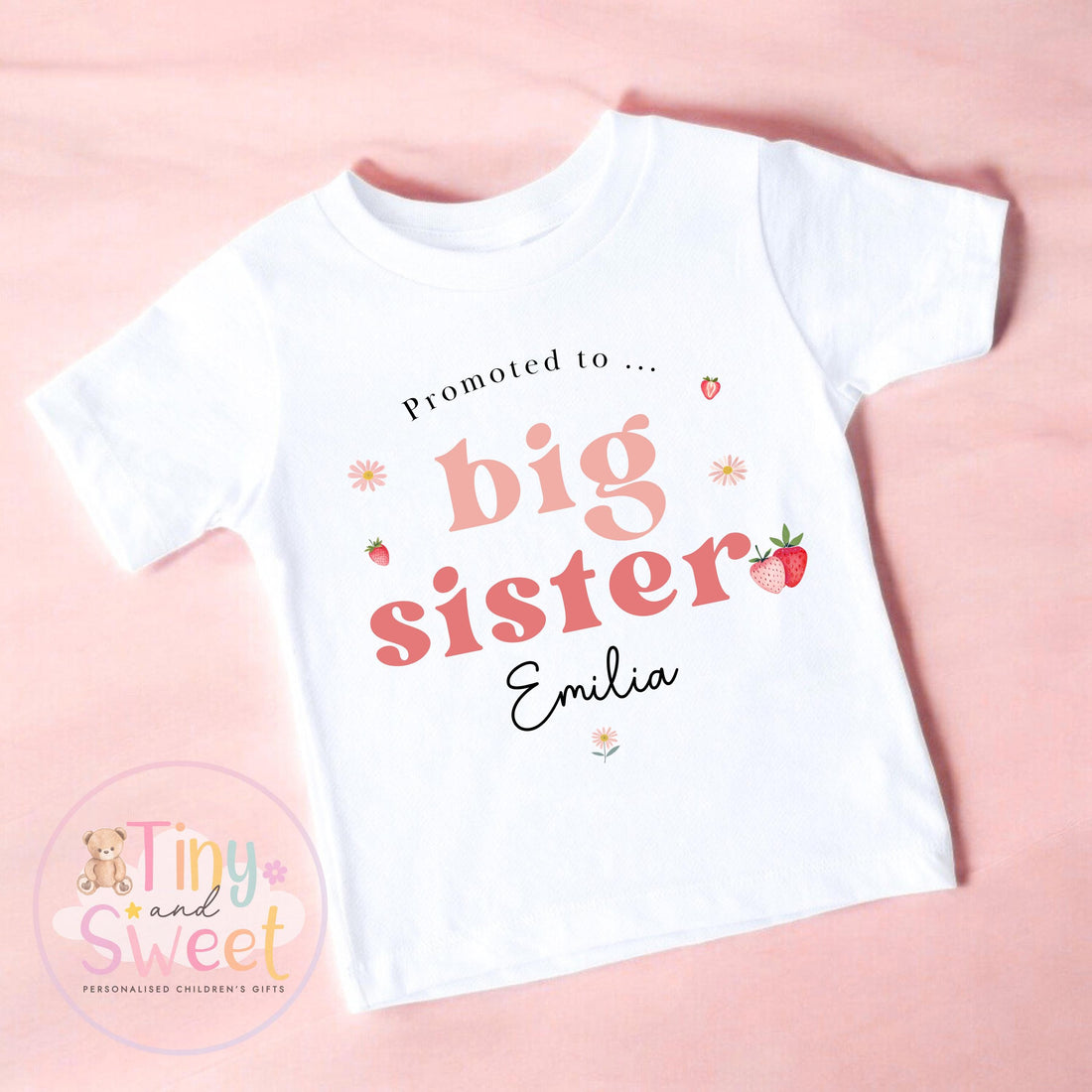 Personalised Big Sister T-Shirt | New Sibling Announcement Shirt | Custom Name Kids Top | Pregnancy Reveal Outfit | Baby Announcement Gift