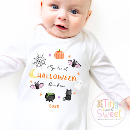 Halloween Wreath Personalised Sleepsuit