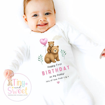 Happy Birthday Daddy, 1st Birthday as My Daddy, Cheers, New Dad Gift, Dad Birthday, Daddy Birthday, Sleepsuit Babygrow Bodysuit Dad Birthday