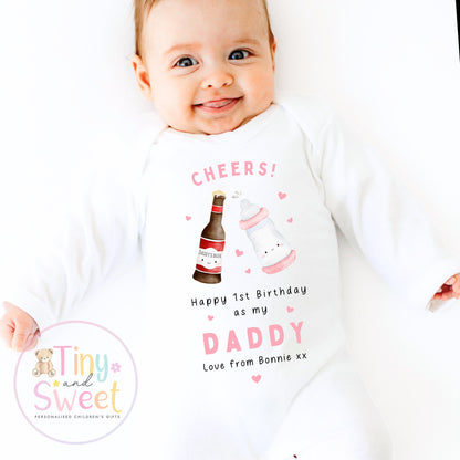 Happy Birthday Daddy, 1st Birthday as My Daddy, Cheers, New Dad Gift, Dad Birthday, Daddy Birthday, Sleepsuit Babygrow Bodysuit Dad Birthday