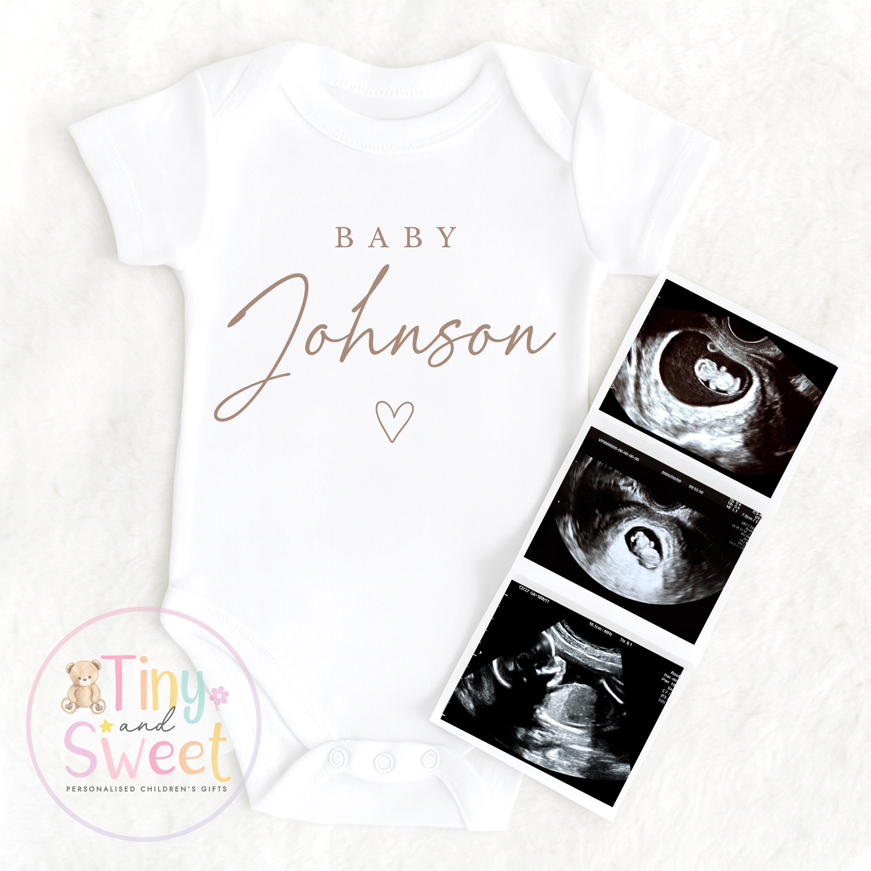 Personalised Baby Announcement Bodysuit: Pregnancy Reveal Outfit for Family, Custom Coming Soon Vest