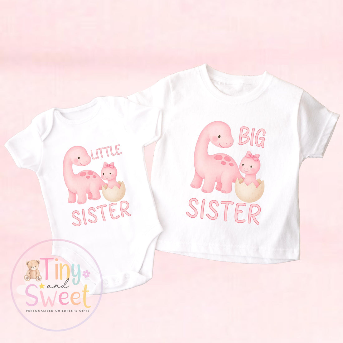 Adorable Dinosaur Big Sister T-Shirt: Cute Pregnancy Announcement Gift for Siblings Welcoming New Baby