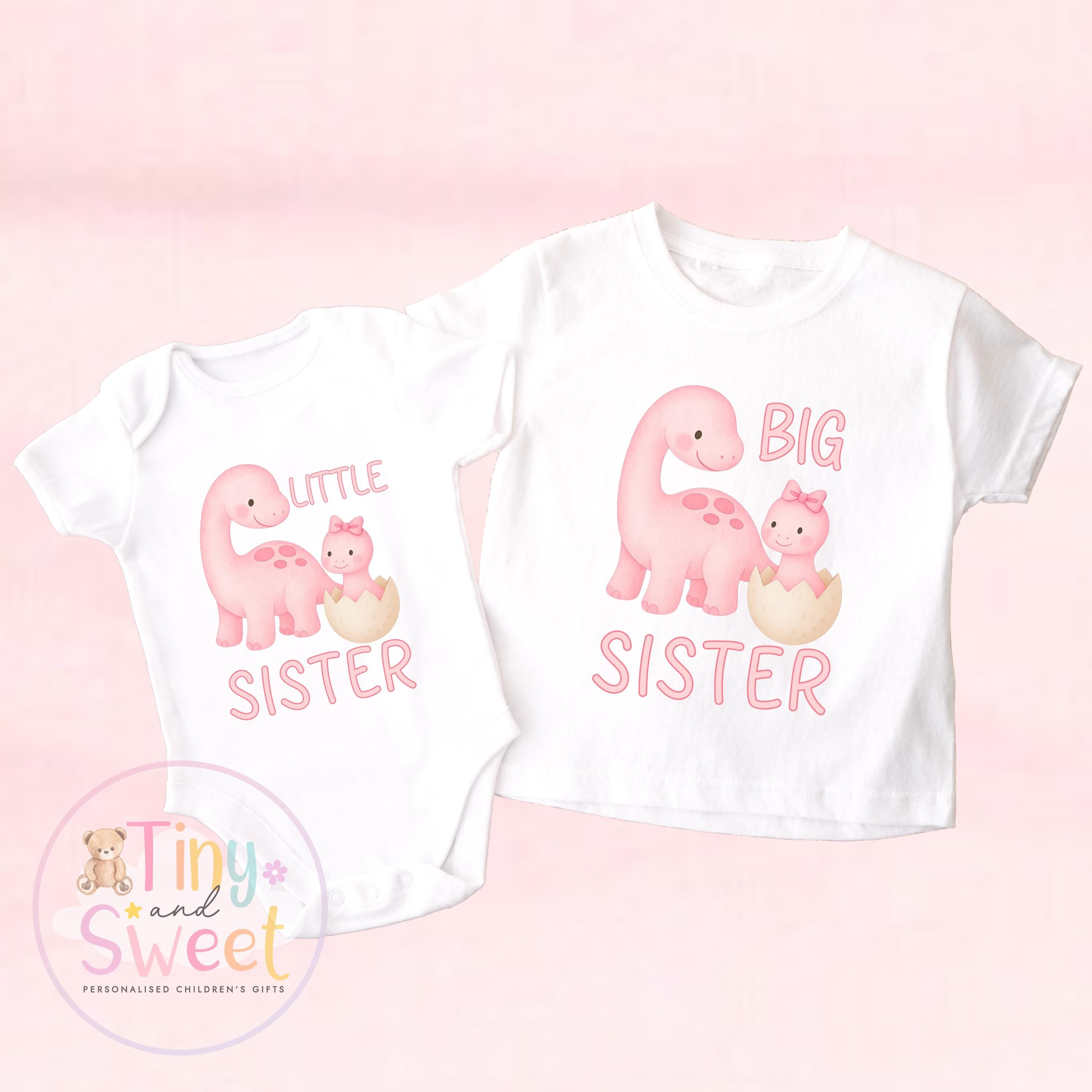 Adorable Dinosaur Big Sister T-Shirt: Cute Pregnancy Announcement Gift for Siblings Welcoming New Baby