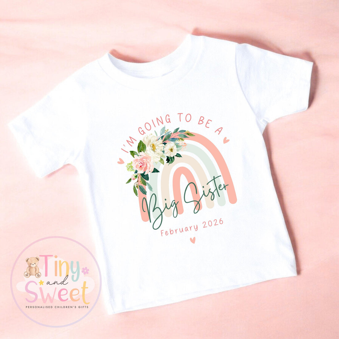 Rainbow Big Sister T-Shirt: Cute Pregnancy Announcement Gift for Kids &amp; Siblings