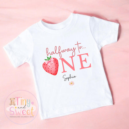 Half way to one t shirt, half birthday sleepsuits, Half Way To One Bodysuit, half birthday t shirt, 6 month birthday, half birthday
