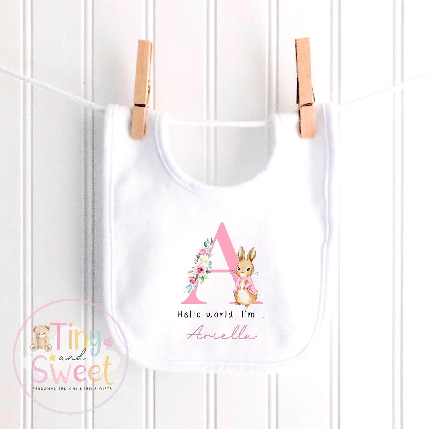 Personalised Hello World Baby Sleepsuit, Newborn Coming Home Outfit, Baby Name Reveal Sleepsuit, Baby Name &amp; Birth Announcement