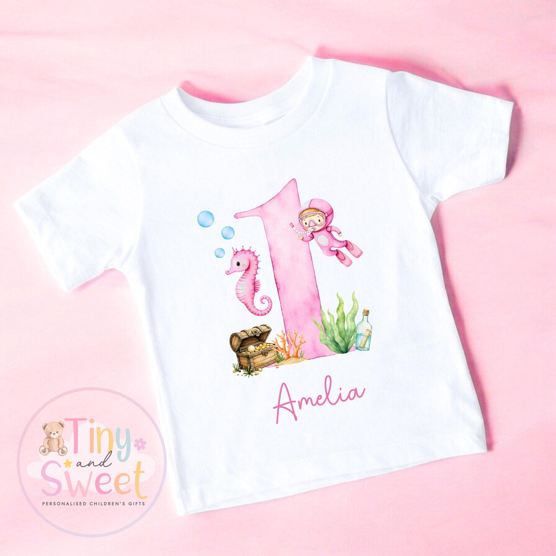 Personalised Birthday T-shirt, 1st Birthday T Shirt, Under the sea 1st Birthday T Shirt, 2nd Birthday, 3rd Birthday