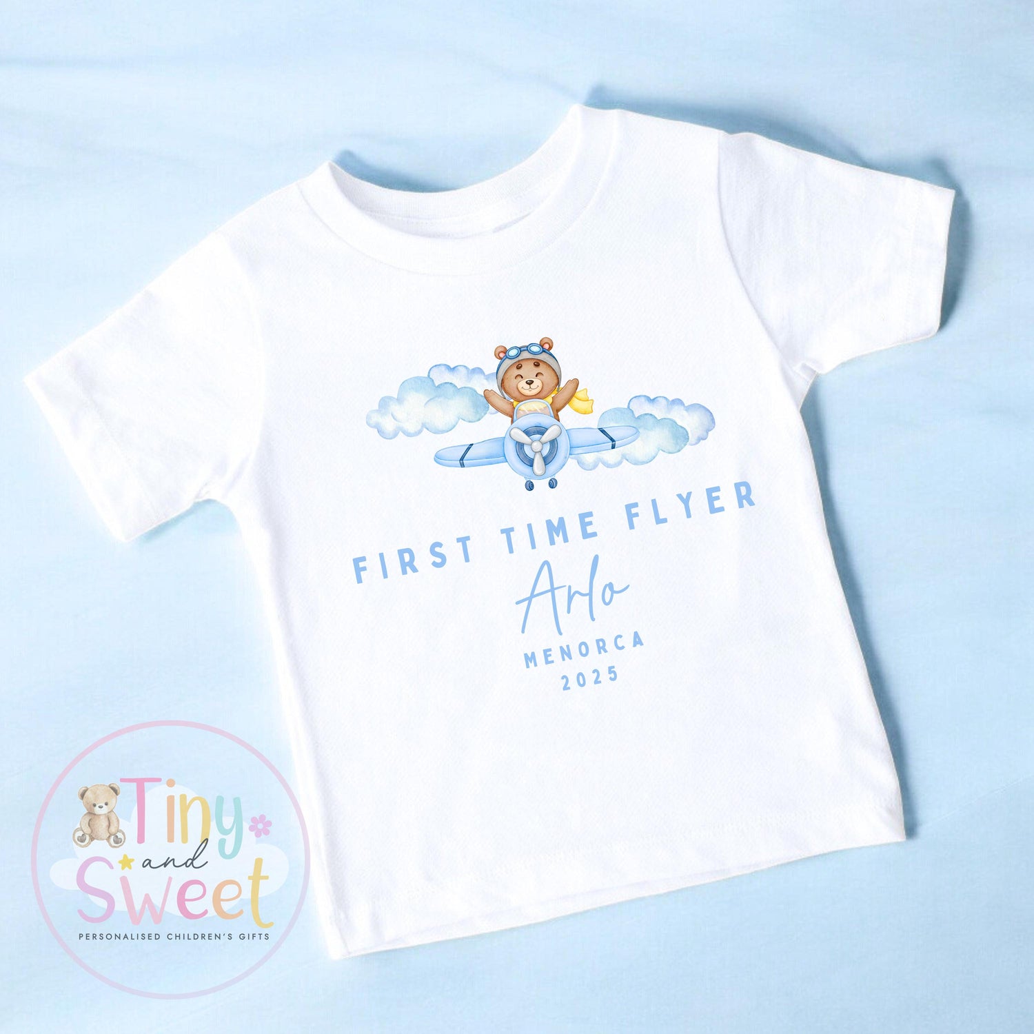Personalised My First Flight T Shirt, First Time Flyer Bodysuit, 1st Holiday Babygrow, Babies First Holiday, First Time Flyer