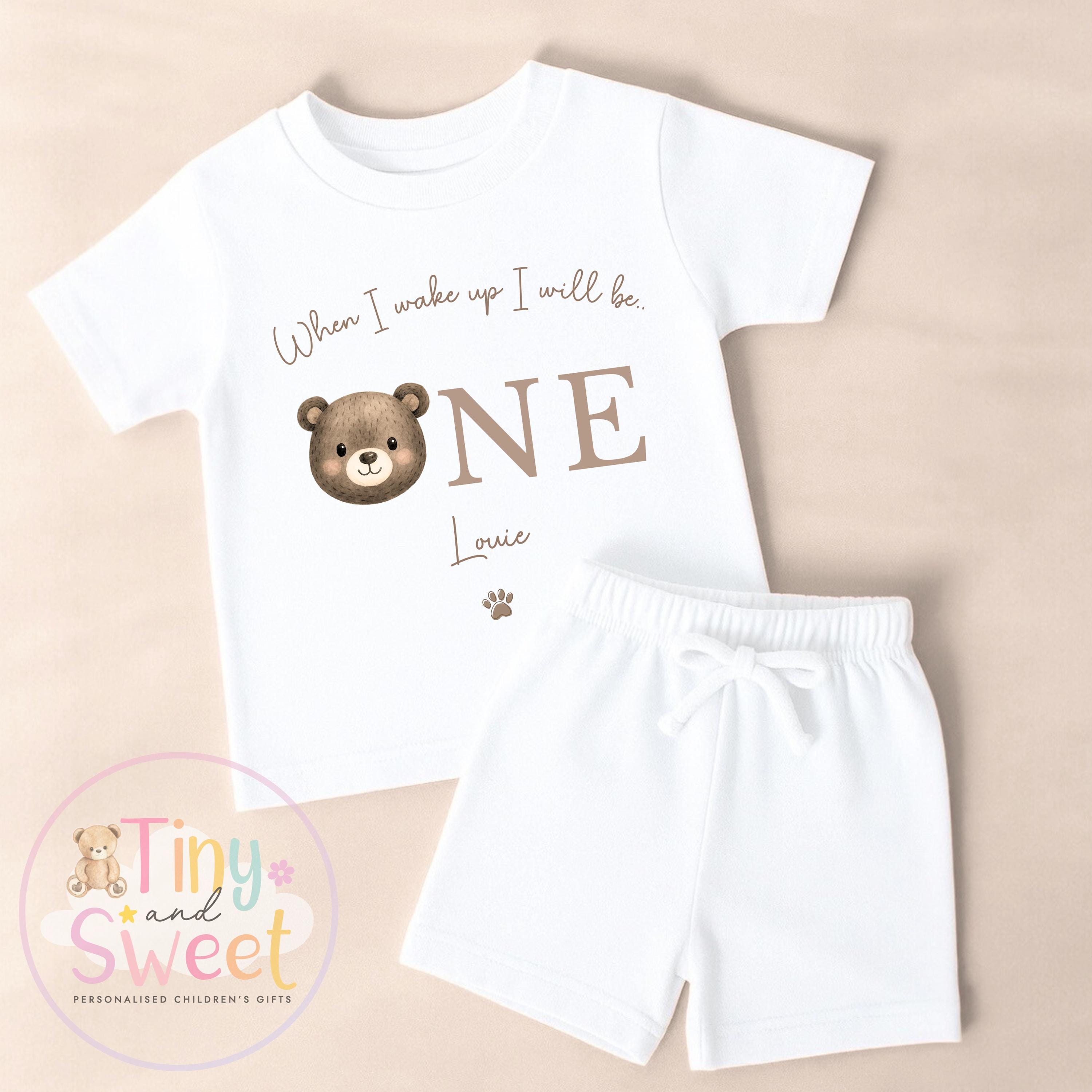 Traditional Teddy Beige Birthday Personalised Pyjamas