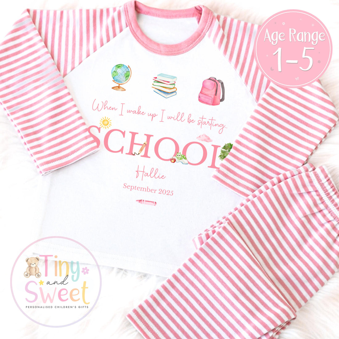 Personalised Starting School Pyjamas for Girls - When I wake up, Preschool, First Day