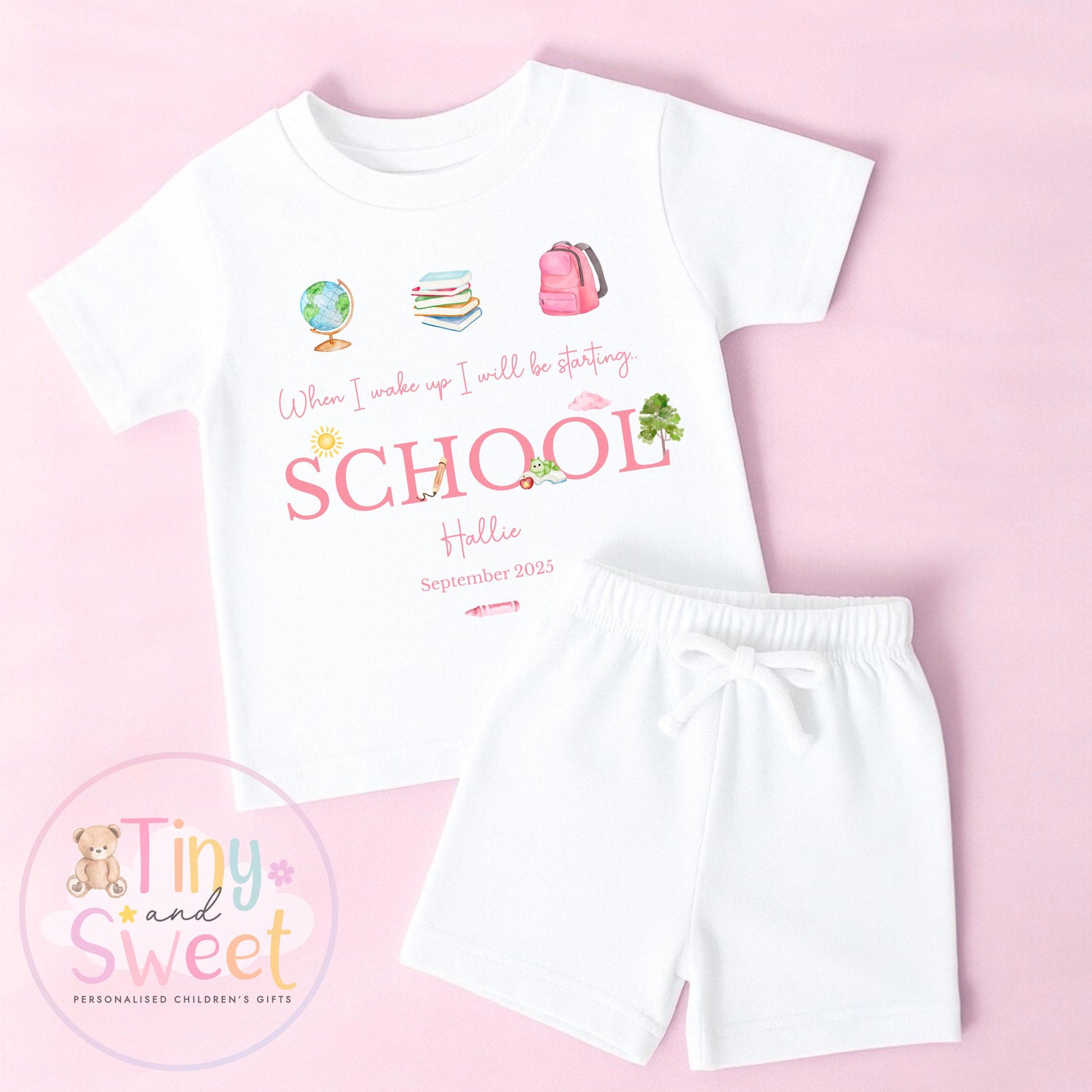Personalised Starting School Pyjamas for Girls - When I wake up, Preschool, First Day