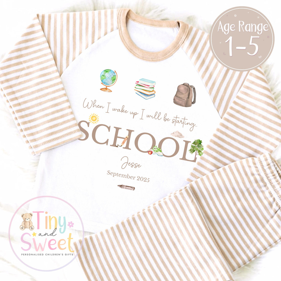 Personalised Starting School Pyjamas for Girls &amp; Boys - Unisex When I wake up, Preschool, First Day