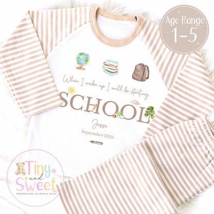 Personalised Starting School Pyjamas for Girls &amp; Boys - Unisex When I wake up, Preschool, First Day