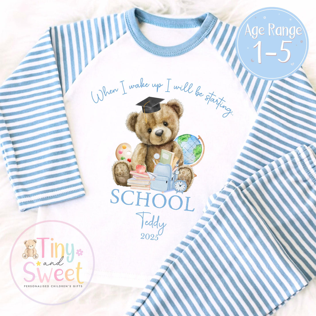 Personalised Starting School Pyjamas for Boys - When I wake up, Preschool, First Day