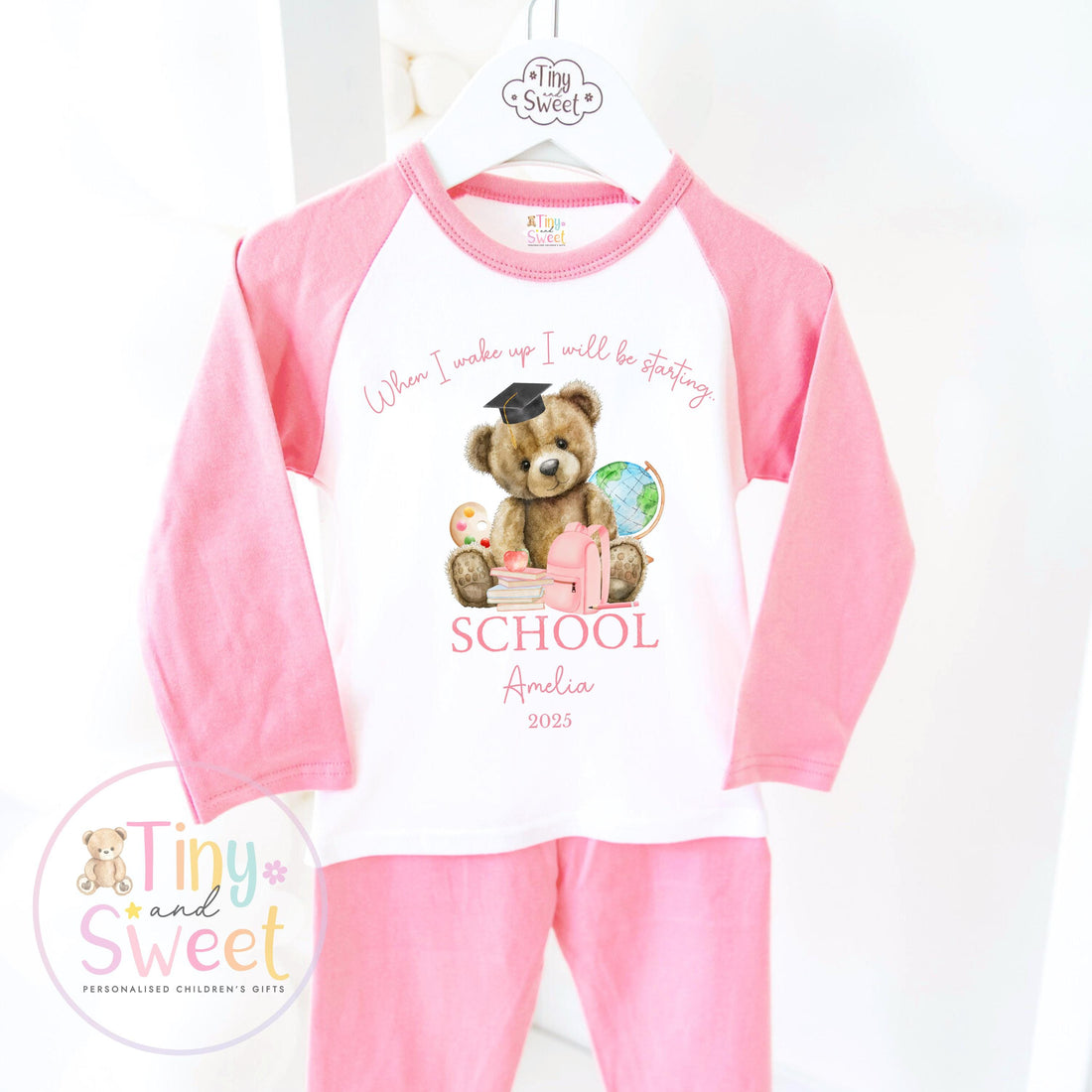 Personalised Starting School Pyjamas for Girls - When I wake up, Preschool, First Day