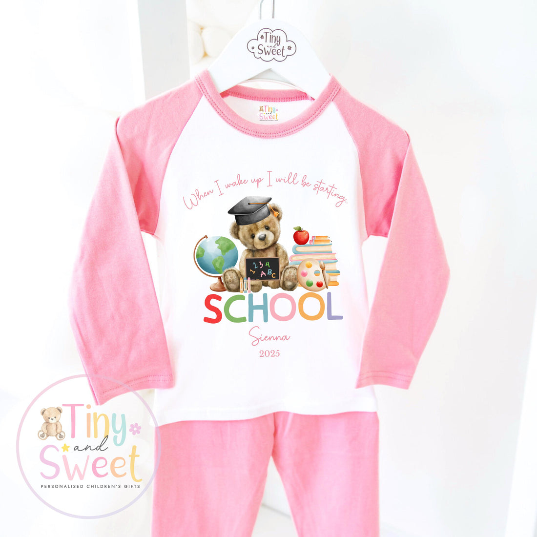 Personalised Starting School Pyjamas for Girls - When I wake up, Preschool, First Day