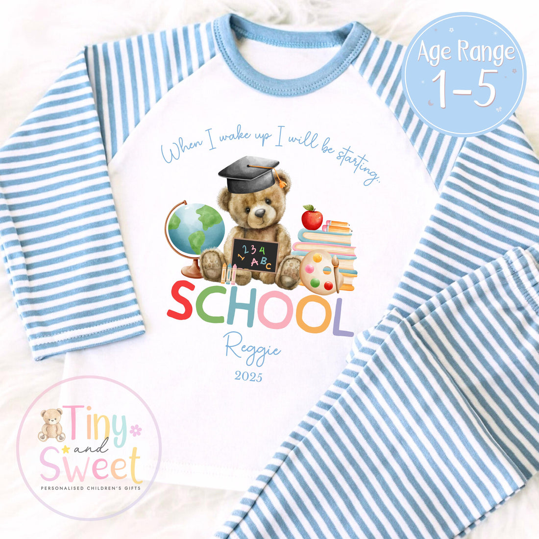 Personalised Starting School Pyjamas for Boys - When I wake up, Preschool, First Day