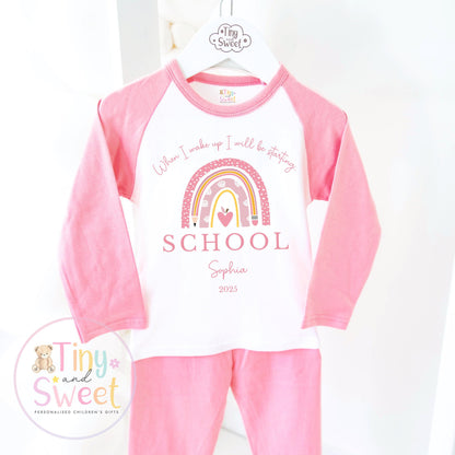 Personalised Starting School Pyjamas for Girls - When I wake up, Preschool, First Day