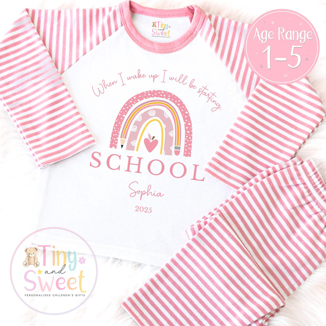Personalised Starting School Pyjamas for Girls - When I wake up, Preschool, First Day