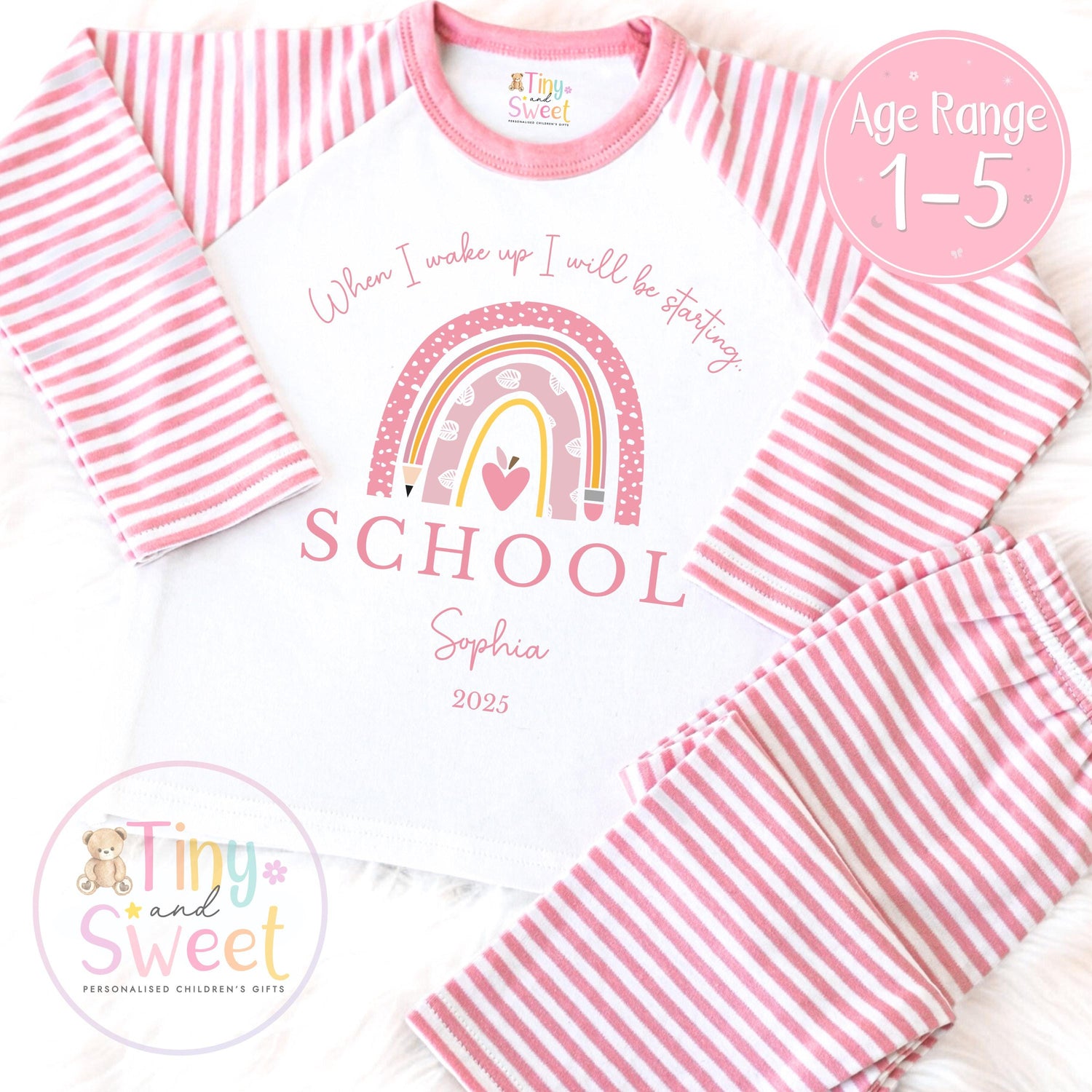 Personalised Starting School Pyjamas for Girls - When I wake up, Preschool, First Day