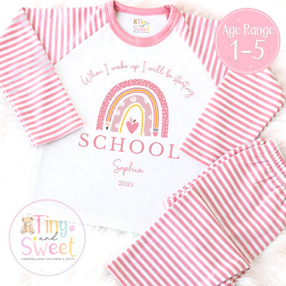 Personalised Starting School Pyjamas for Girls - When I wake up, Preschool, First Day