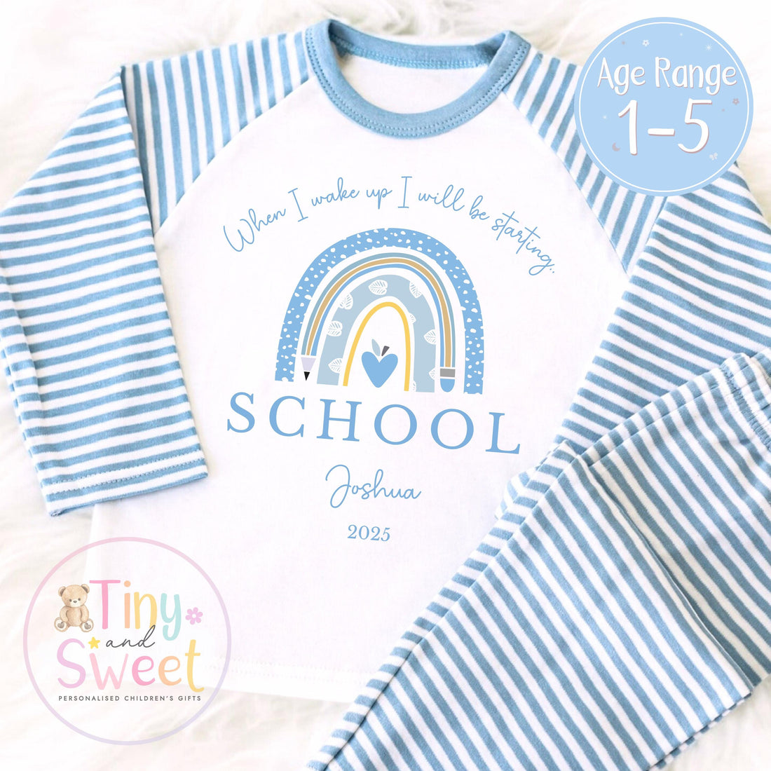 Personalised Starting School Pyjamas for Boys - When I wake up, Preschool, First Day