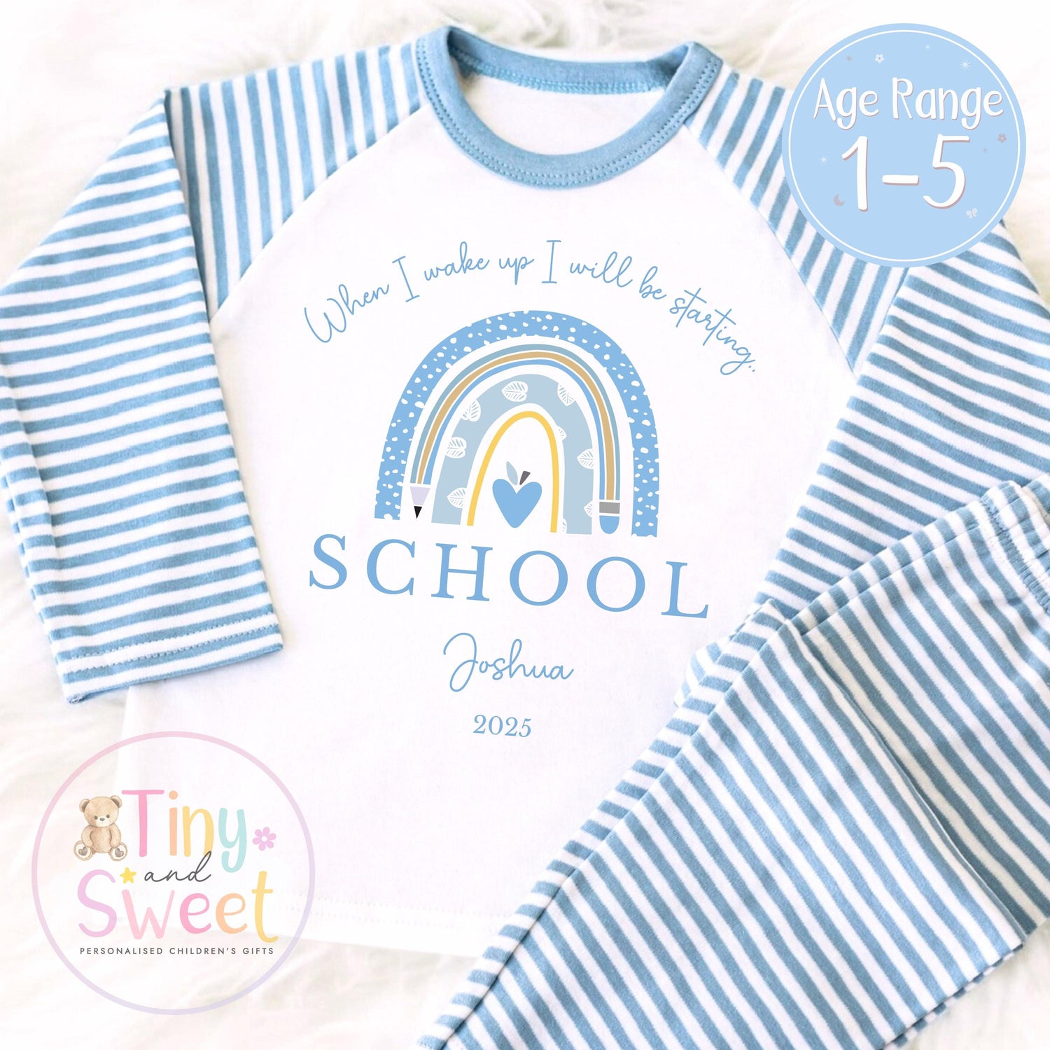 Personalised Starting School Pyjamas for Boys - When I wake up, Preschool, First Day