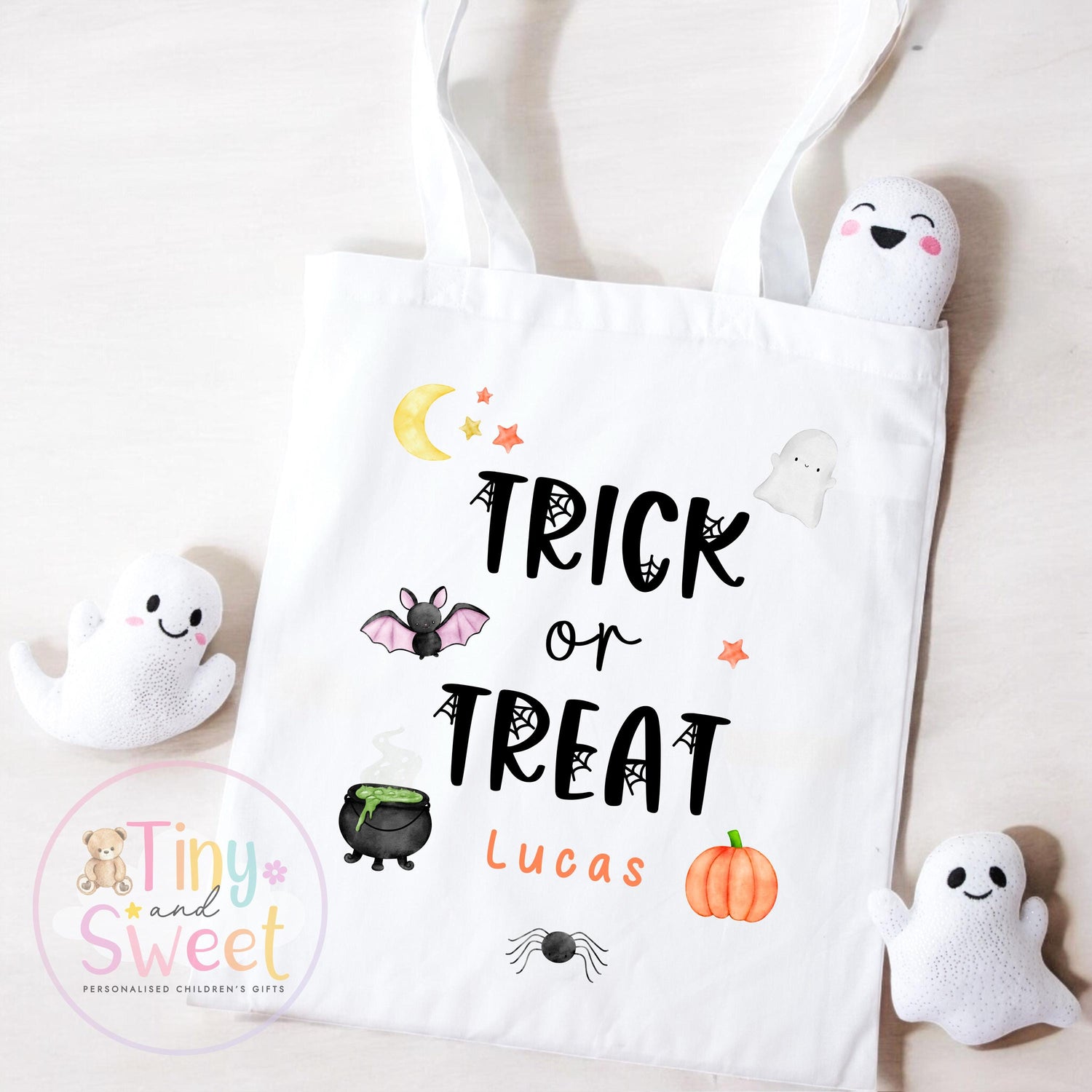 Personalised Halloween Trick-or-Treat Bag: Spooky Boo Box Pumpkin Tote for Children