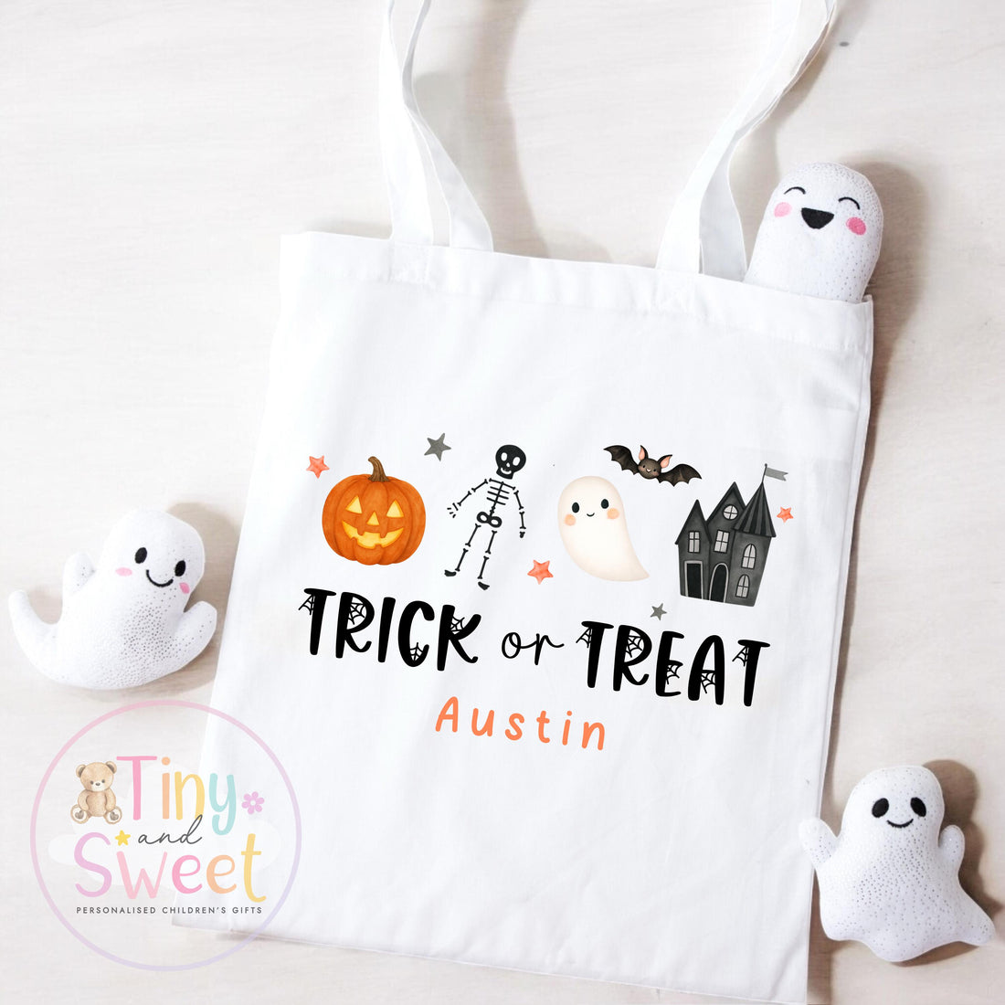 Personalised Halloween Trick-or-Treat Bag: Spooky Boo Box Pumpkin Tote for Children
