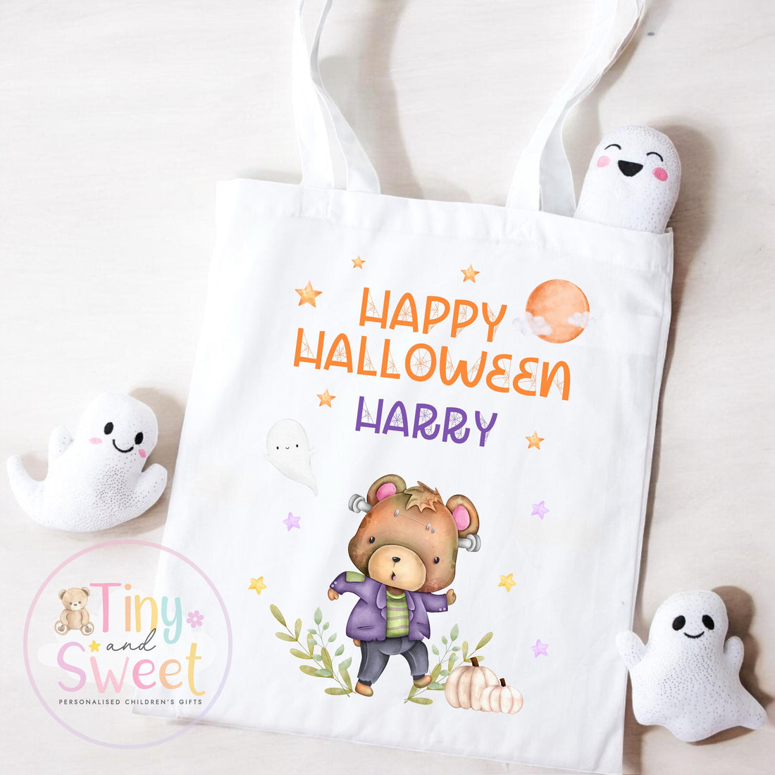 Personalised Halloween Trick-or-Treat Bag: Spooky Boo Box Pumpkin Tote for Children