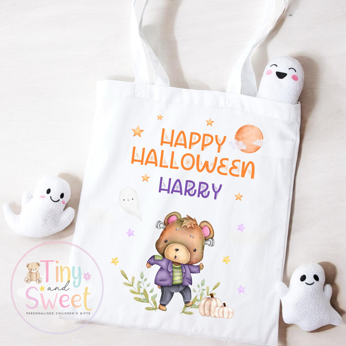 Personalised Halloween Trick-or-Treat Bag: Spooky Boo Box Pumpkin Tote for Children