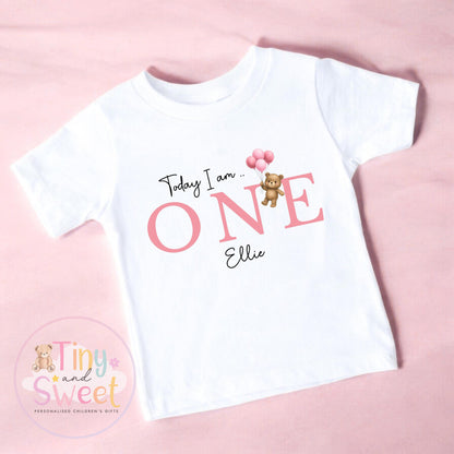 Personalised Teddy Bear Birthday T-shirt, 1st Birthday T Shirt, Teddy Bear 1st Birthday T Shirt, 2nd Birthday, 3rd Birthday