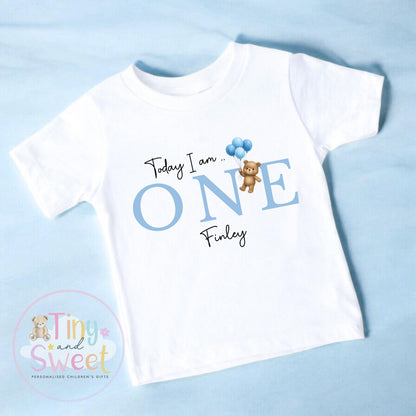 Personalised Teddy Bear Birthday T-shirt, 1st Birthday T Shirt, Teddy Bear 1st Birthday T Shirt, 2nd Birthday, 3rd Birthday