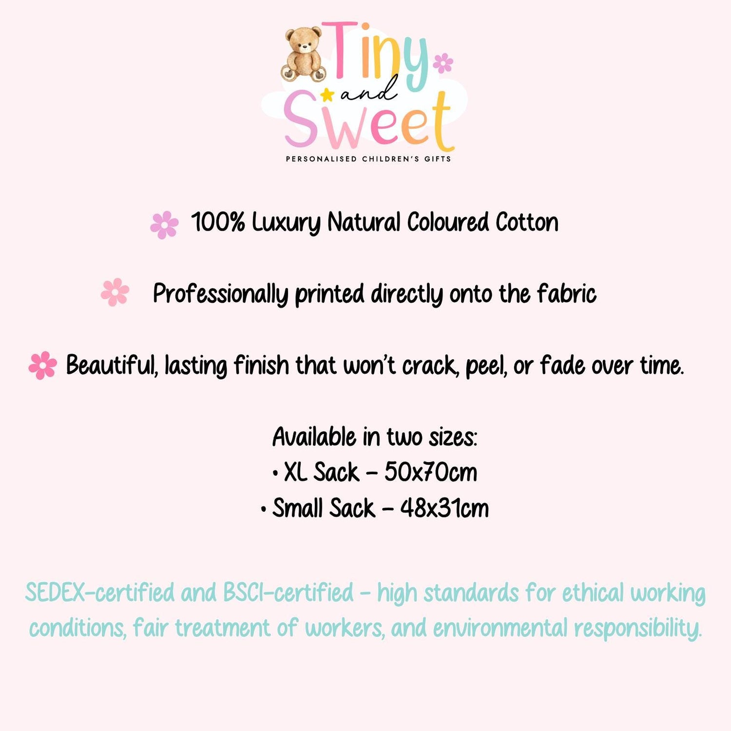 Classic Teddy Bear Personalised Christmas Sack