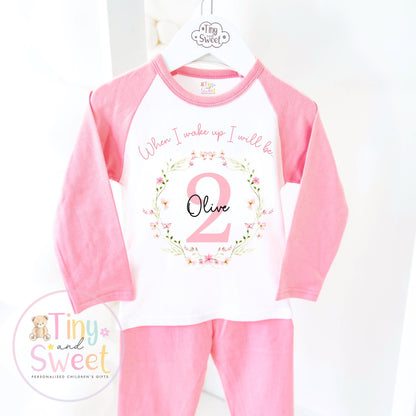 Personalised Toddler Baby Pyjamas, Wildflower, When i wake up i&
