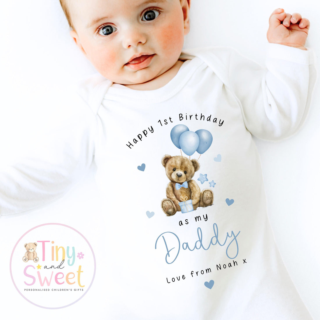Happy 1st Birthday as My Daddy Bear, Baby Outfit, Daddy Bear’s 1st Birthday, 1st Birthday as My Daddy Bear, Cute Baby Vest or Tee